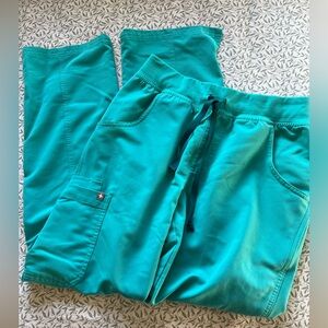 High rise Figs teal kade cargo scrubs